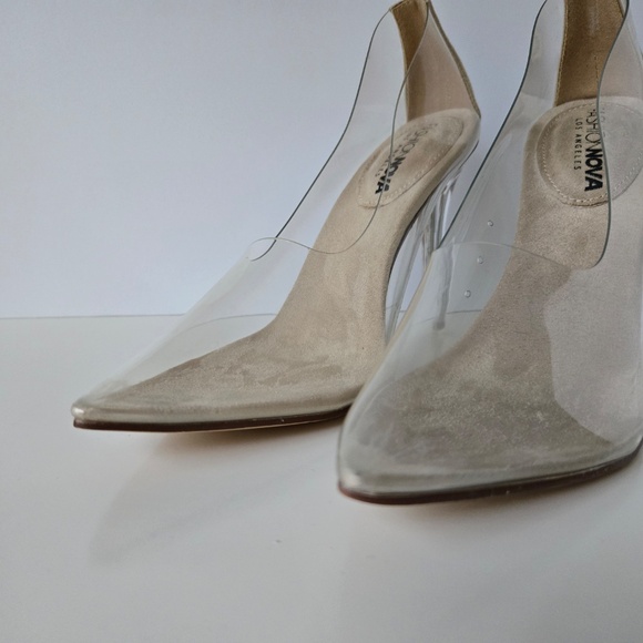 Fashion Nova Clear and Beige Heels - Picture 5 of 14